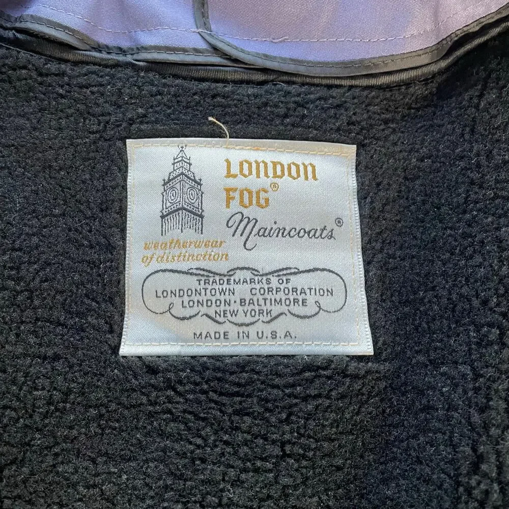 🔥Vintage 80 USA London Fog Bow Tie Neck Fleece Lined Classic Preppy Trench Coat - Picture 12 of 15